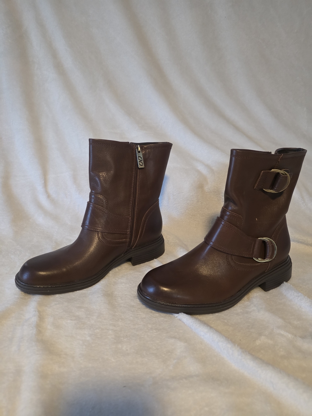 Naturalizer Brown Leather Ankle Boots with Buckle Detail